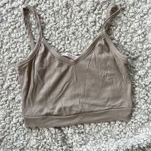 Vici Sweet Release Ribbed Crop Knit Tank - Taupe